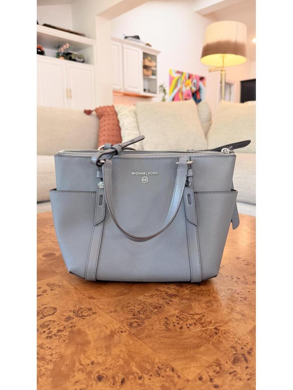 Michael Kors Gray Saffiano Leather Tote Bag
